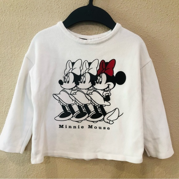 Zara Toddler Girl Disney Minnie Mouse White Sweatshirt Size 4-5T - Picture 1 of 6